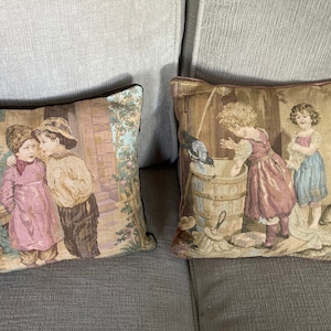 Beautiful small vintage Belgian decorative pillows