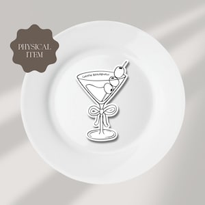Segnaposto a forma di bicchiere da Martini / Segnaposto per cocktail / Biglietto con nome per matrimonio / Illustrazione / Decorazione per feste in bianco e nero