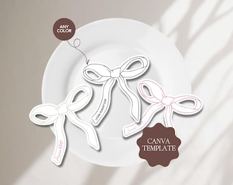 Bow Ribbon Place Card Canva Template | Any Colour | DIY Cricut