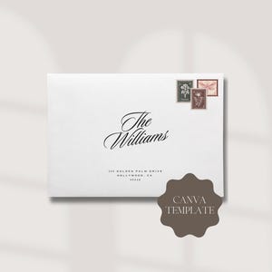 A7 Envelope Addressing Template for Canva | Calligraphy Wedding Script | Editable Digital Download | DIY