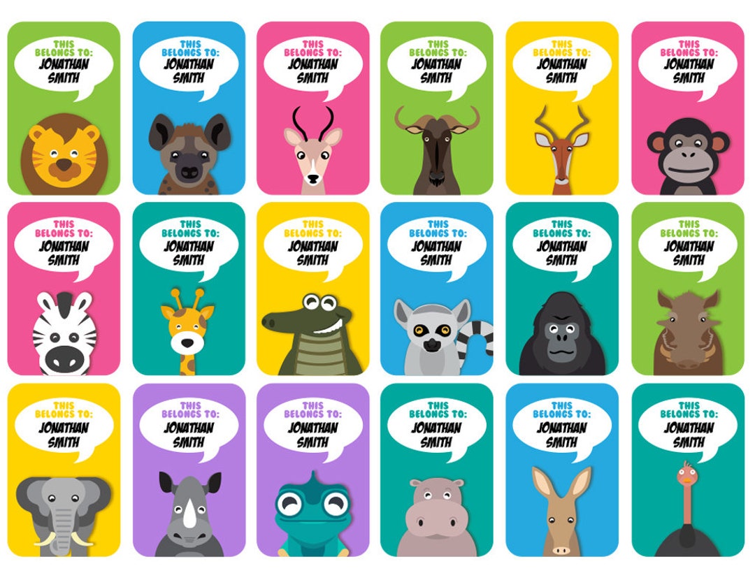 Animals Series Personalised Name Label for Kids Water Based - Etsy
