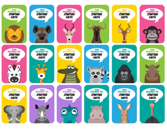 Animals Series Personalised Name Label for Kids Water Based - Etsy UK
