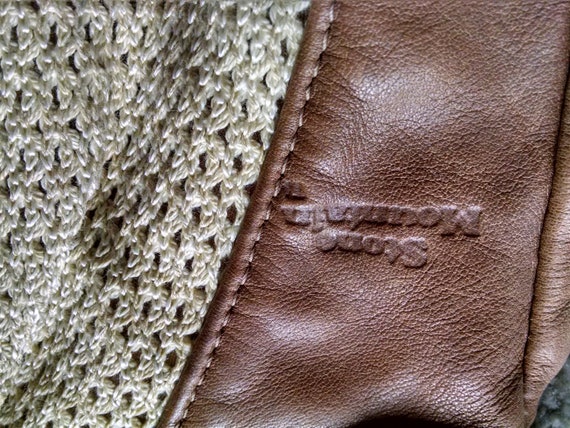 Vintage Stone Mountain Leather and Crochet Handba… - image 4