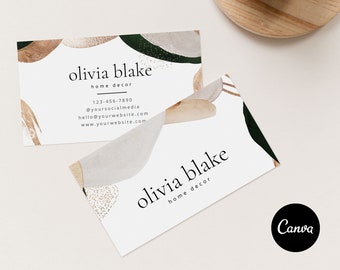 Modern Business Card Canva Template, Business Card Template, Instant Download, Watercolor Editable Business Card, Printable Business Card