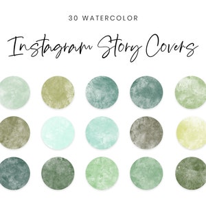 Green tones Instagram story highlights covers| Watercolor highlight icons | Green Instagram highlights icons | Green Instagram story covers