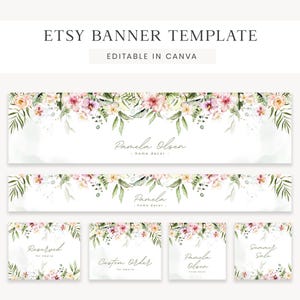 Tropical Etsy Banner Canva Template, Etsy Branding Kit, Etsy Shop Banner, Summer Banner, Etsy Shop Set, Instant Download, Etsy Shop Kit