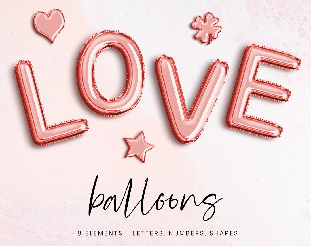 Red Balloon Letters Clip Art Foil Balloon Alphabet Cliparts - Etsy