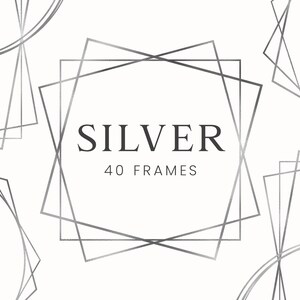 Silver Geometric Frames, Foil Texture Frames, Silver Clip Art, Transparent Background, Luxury Frames, Glamour Frames, Aesthetic Frames