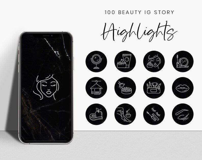 Black and White Instagram Story Highlight Icons Marble Etsy