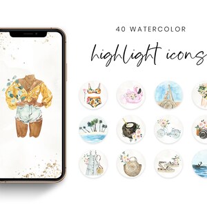 Summer Instagram story highlight icons, Watercolor Instagram story covers, Instagram stories highlights icons, Summer Instagram highlights