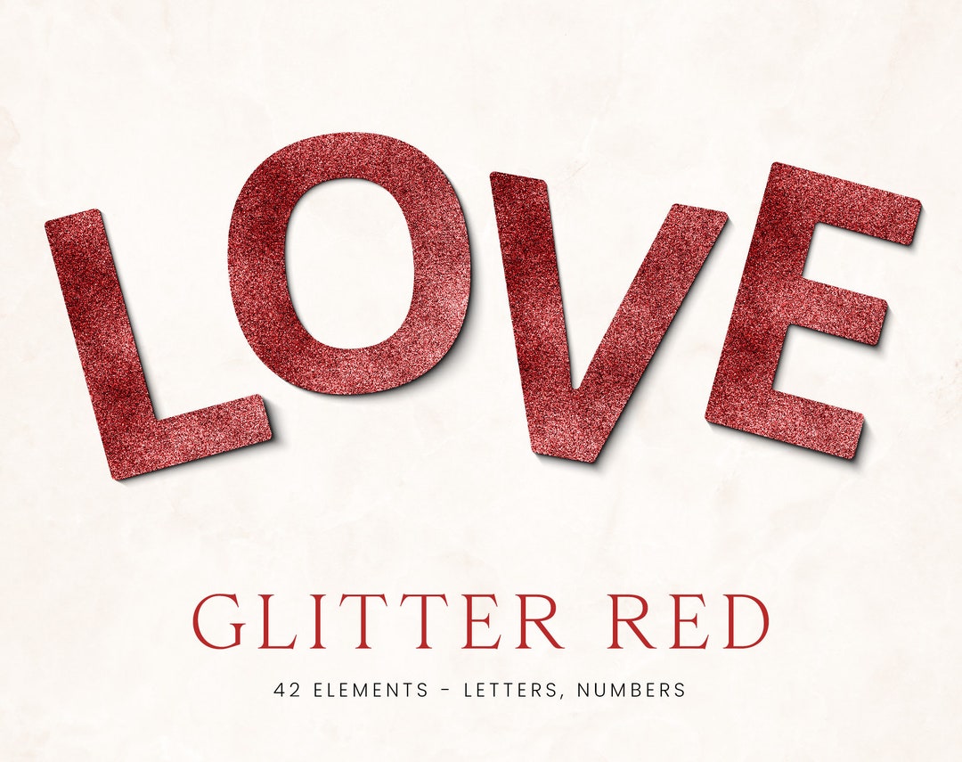 Red Glitter Letters Clip Art, Red Glitter Alphabet, Red Number Cliparts