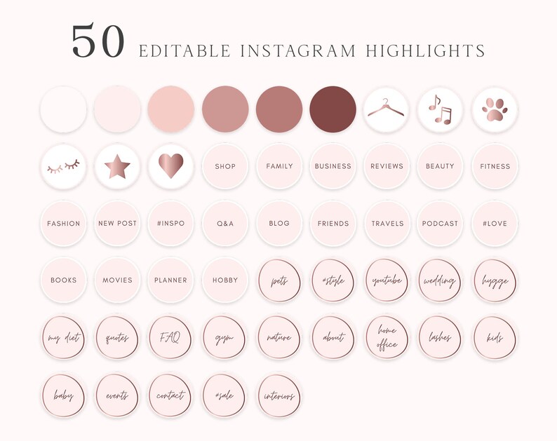 Instagram Highlights Puzzle Canva Template Rose Gold - Etsy