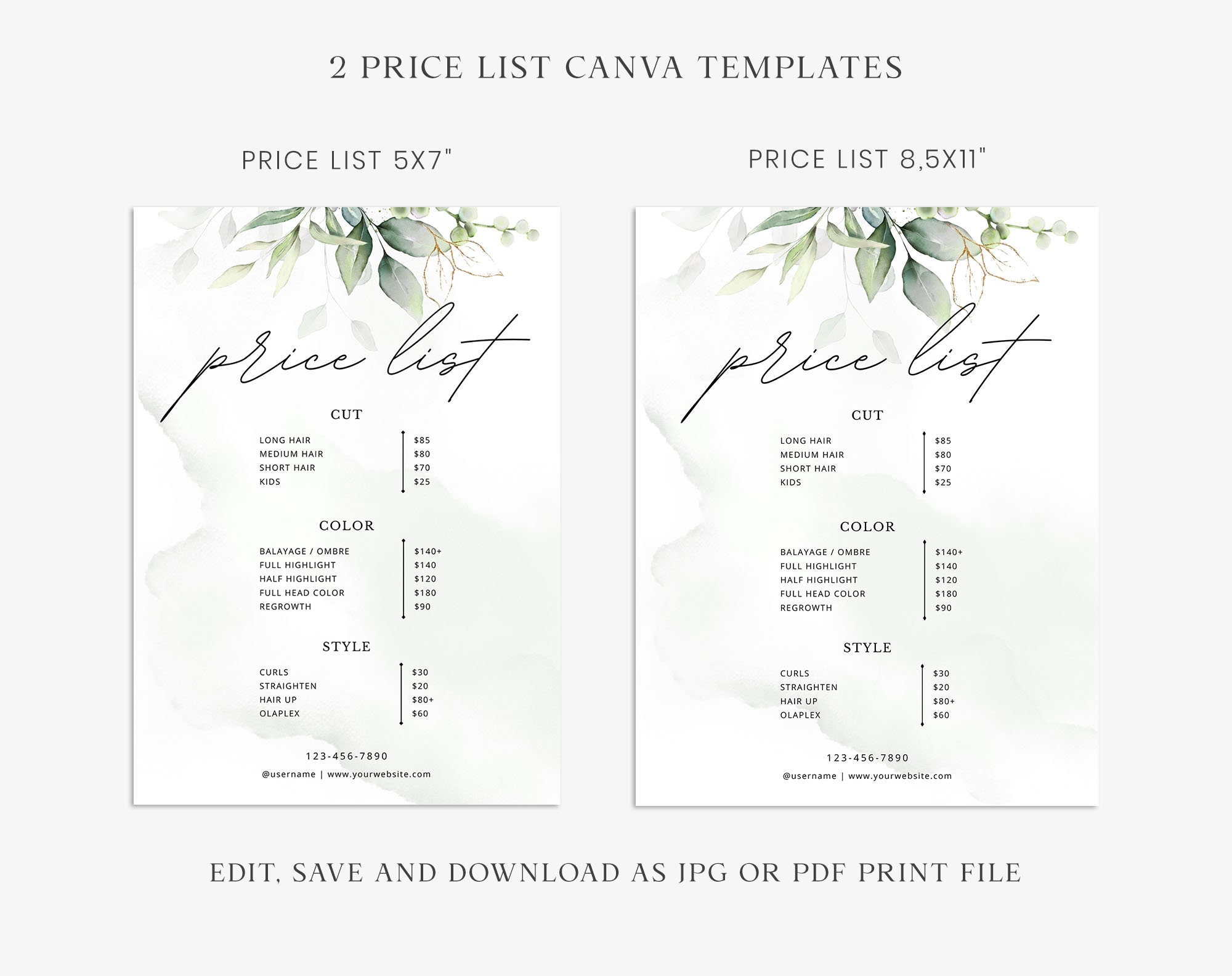 Price List Canva Template Printable Price List Canva Etsy