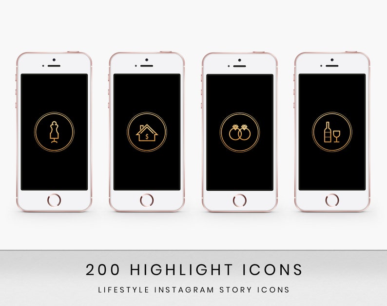 Instagram Story highlight icons Black and gold Instagram Stories highlights icons Social media icons Highlight covers image 3