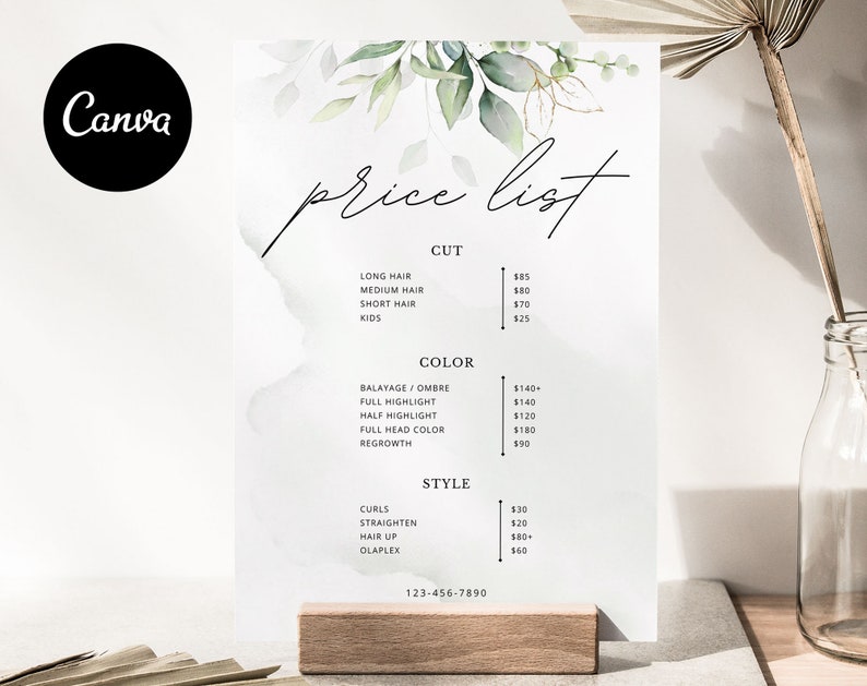 Price List Canva Template Printable Price List Canva - Etsy Hong Kong