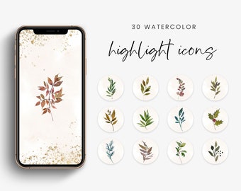 Greenery Instagram story highlight icons | Floral Instagram story covers | Instagram stories highlights icons | Watercolor highlight icons
