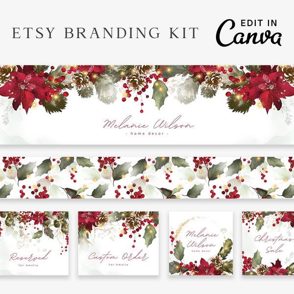 Weihnachten Etsy Banner Canva Template, Etsy Branding Kit, Etsy Shop Banner, Winter Banner, Etsy Shop Set, Instant Download, Etsy Shop Kit