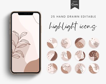 Instagram story highlight icons | Abstract shapes Canva template | Hand drawn Instagram stories highlights icons | Highlight story covers