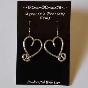 Heart Earrings, Small Dangle Earrings, Lightweight Jewelry, Simple Jewelry, Unique Handmade