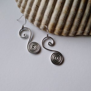 Dangle Earrings, Swirl Earrings, Lightweight Jewelry, Handmade Earrings
