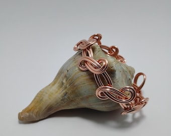 Unique Wire Wrapped Copper Cuff, Handmade Bracelet, Copper Cuff, Pure Copper Jewelry