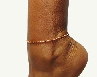 Copper Anklet, Copper Bead Chain Anklet, Made To Order