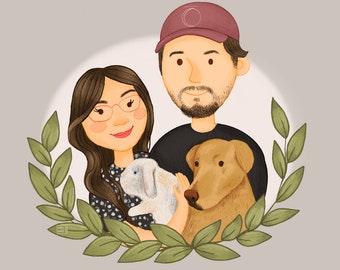 Custom Portrait, Couple Portrait, Family Portrait Illustration, Couples Portrait Custom, Custom Couple Portrait, Engagement, Pet Portrait