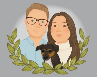 Couple Family Portrait, Couple Portrait, Family Portrait, Couple Illustration, Portrait Commission, Family Portrait Illustration