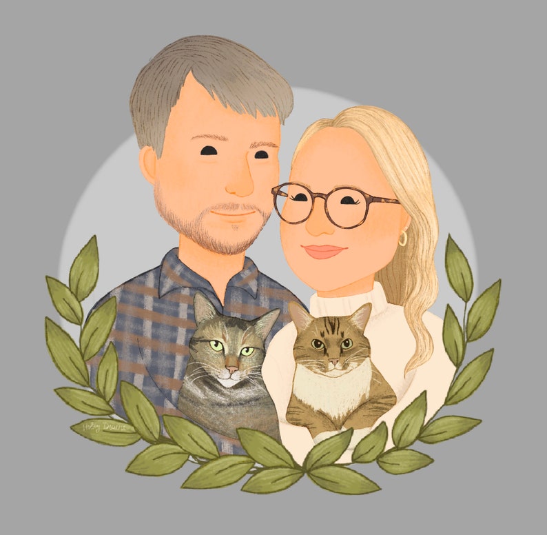 Couple portrait, Couple Illustration, Family Portrait, Wedding gift, Custom Family Portrait, Custom Couple Portrait, Personalized Portrait image 4