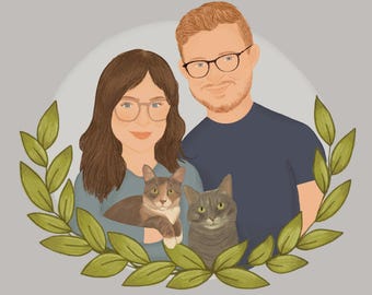 Couple portrait, Couple Illustration, Family Portrait, Wedding gift, Custom Family Portrait, Custom Couple Portrait, Personalized Portrait