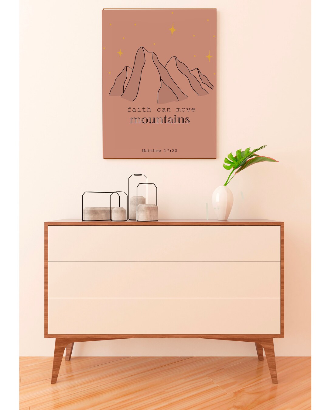 Faith Can Move Mountains - Minimalist Mountain Wall Art, Bible Verse ...