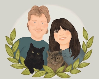 Custom Family Portrait, Couple Portrait, Personalized Portrait, Custom Couple Illustration,