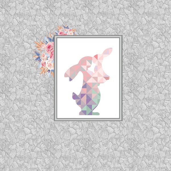 Geometric cross stitch Rabbit family pattern