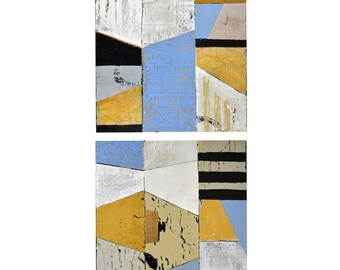 Original Abstract Painting  'Excavation Series'  Diptych Mixed Media