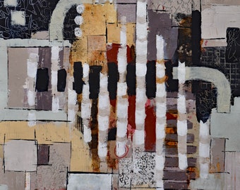 Original, Abstract Painting 'Pillars Amoung Us' Mixed Media