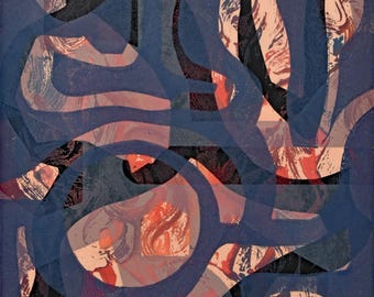 Framed Original No.180 Heart on Fire, Monotype 8x10 on 11x15 Arches 88  2024