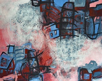64 Through the Lattice  Mixed Media on unstretched canvas 56x56 inches 2024