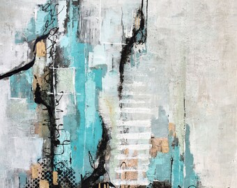 Original, Abstract Painting 'Tree Remains' Mixed Media