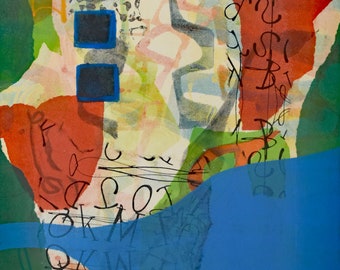 Original, No.155 Free To Be Me, Monotype, chine colle,  Image 12x16 on 15x23 in Arches 88 2024