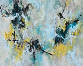 57 Pulse of Emergent Light, Mixed Media on unstretched canvas 60"x60"