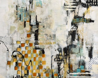 Framed, Left Up To Me, Original, Abstract Painting,  Mixed Media Framed 23x30