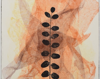 Original, No.131 Dance of Veil 2, Chine Collé,  Monotype, 12x16 printed on 15x22 Arches 88  2023