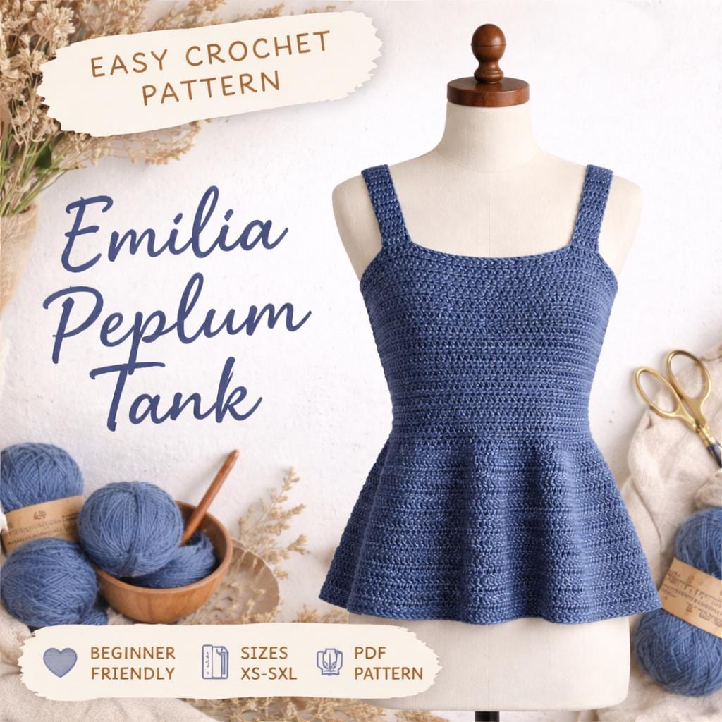 39 Crochet Women’s Tops: Tanks, Vests, Tees, and Blouses 15 Easy Crochet Peplum Tank Top Pattern Beginner Crochet Top