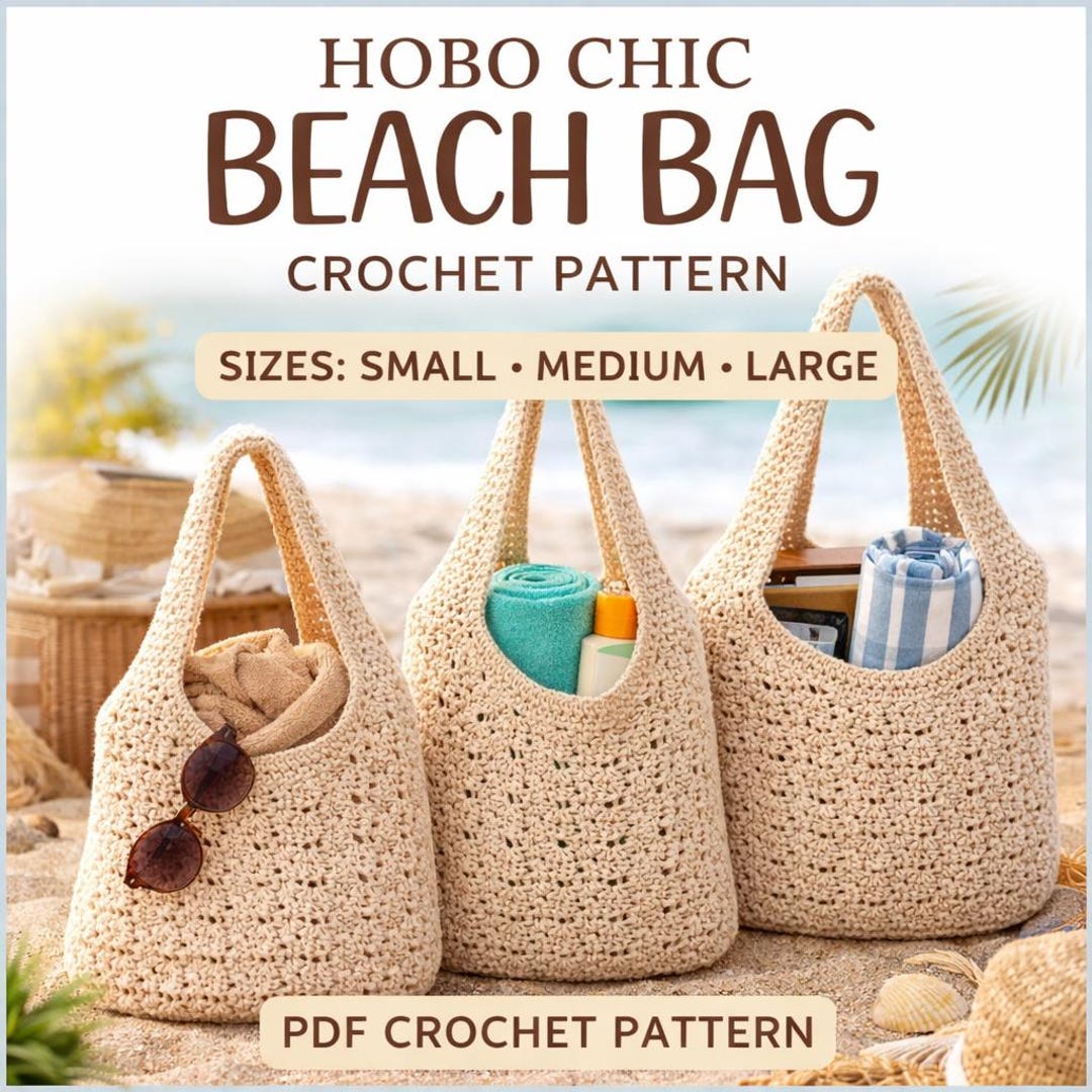 Boho Crochet Beach Bag Pattern | Hobo Bag Crochet Pattern | Summer Tote ...