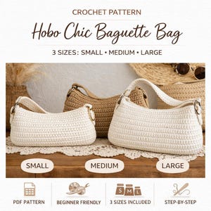 Crochet Baguette Bag Pattern | Hobo Chic Purse Pattern | PDF Digital Download | Beginner Friendly Crochet Bag | Trendy Shoulder Bag DIY