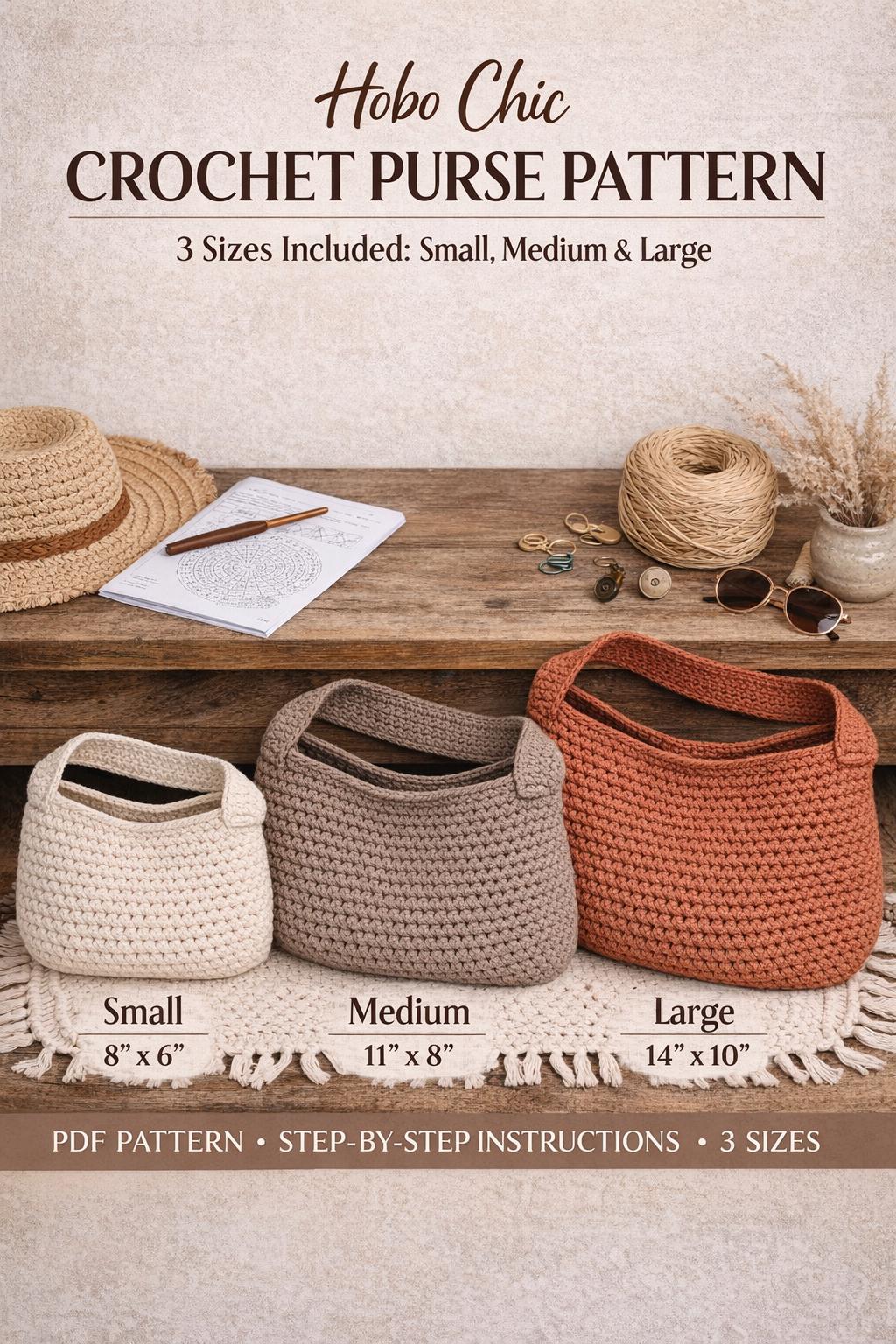 Crochet Hobo Bag Pattern | Boho Slouchy Purse Crochet Pattern | DIY ...