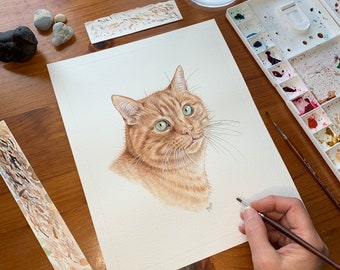 Watercolor Cat Portrait, Pet Portrait, Custom Original Dog Painting, Animal portrait, Animal Art, Animal Painting, Personalized Cat Portrait