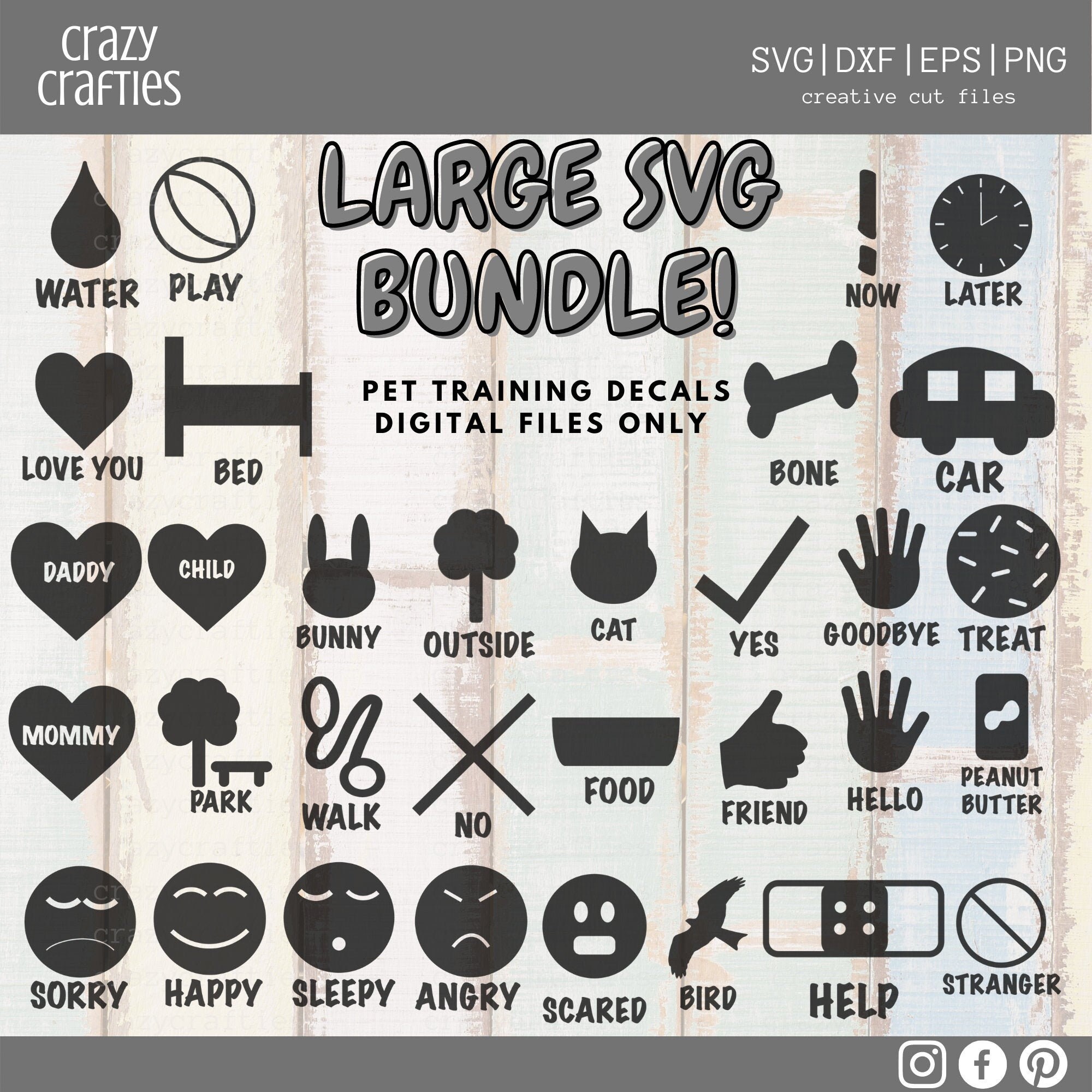 Download LARGE Bundle Digital SVG Files Recordable Dog Training ...