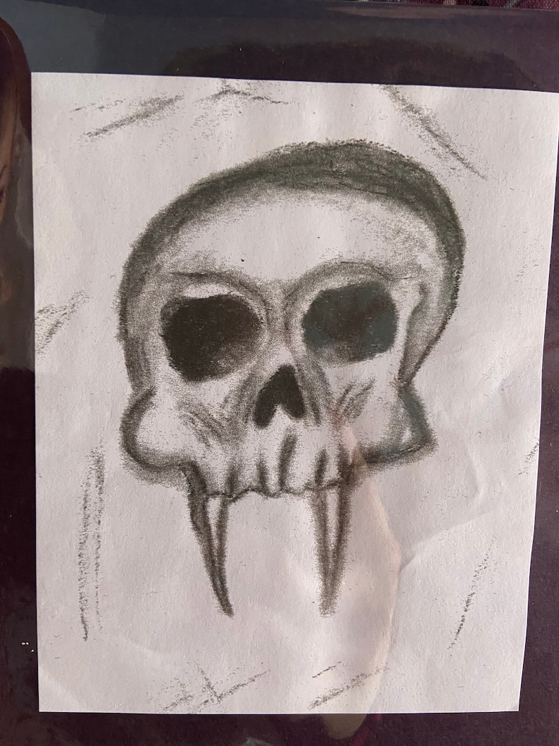 Charcoal Skull Drawing Etsy