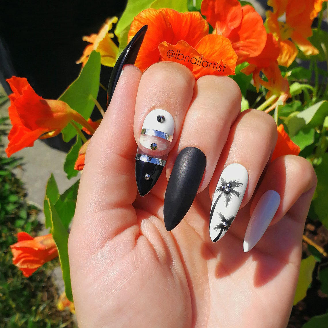 PRESS ON NAILS Casablanca Reusable False Nail Fake Etsy